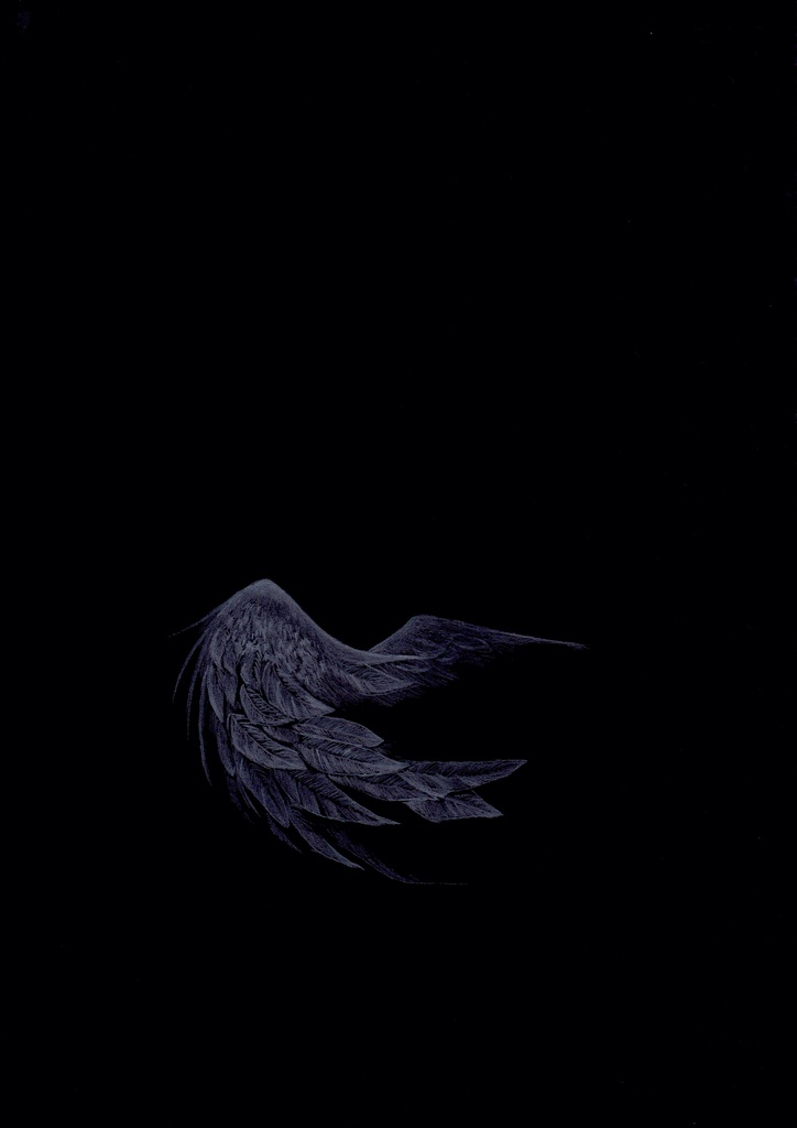 羽 ① 〜闇に宿る翼〜Wings in the Dark — Stipple Art