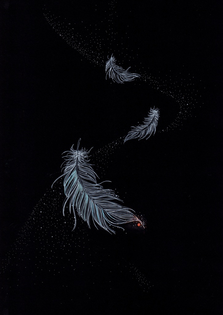 羽 ⑤ 〜舞い上がる〜Feathers Ascending — Stipple Art