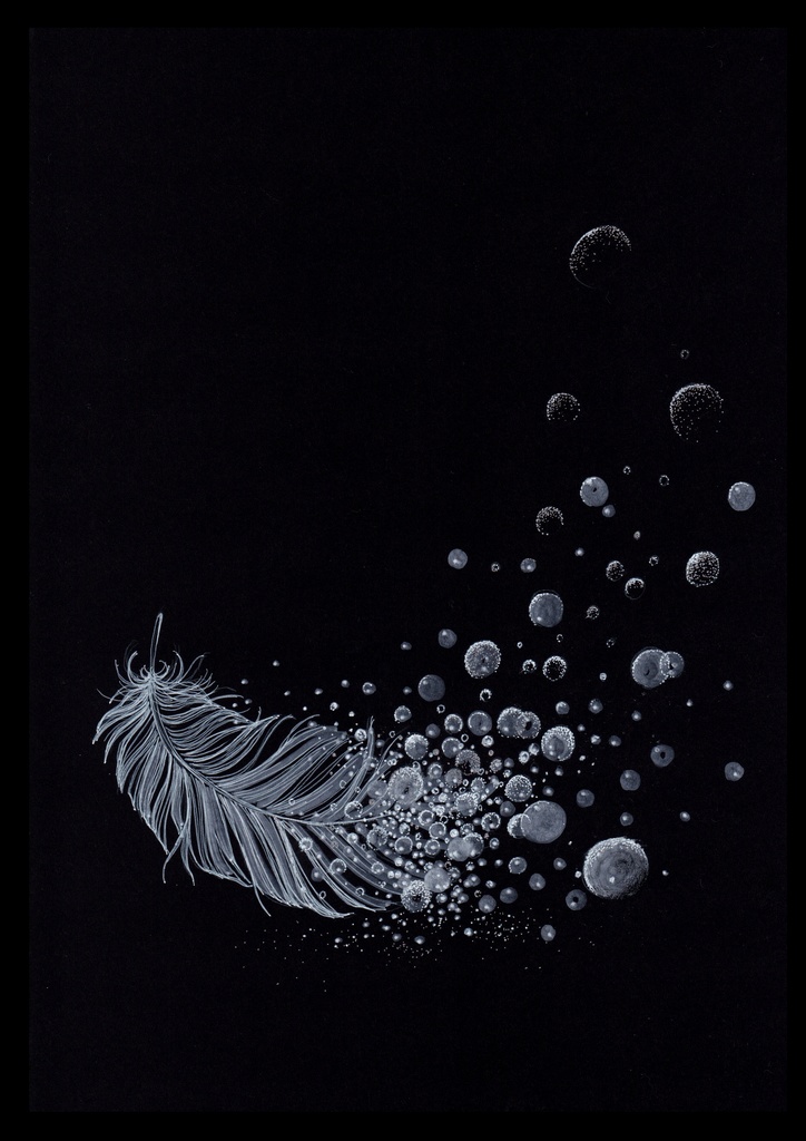 羽 ⑥ 〜泡沫に還る〜Dissolving into Bubbles — Stipple Art