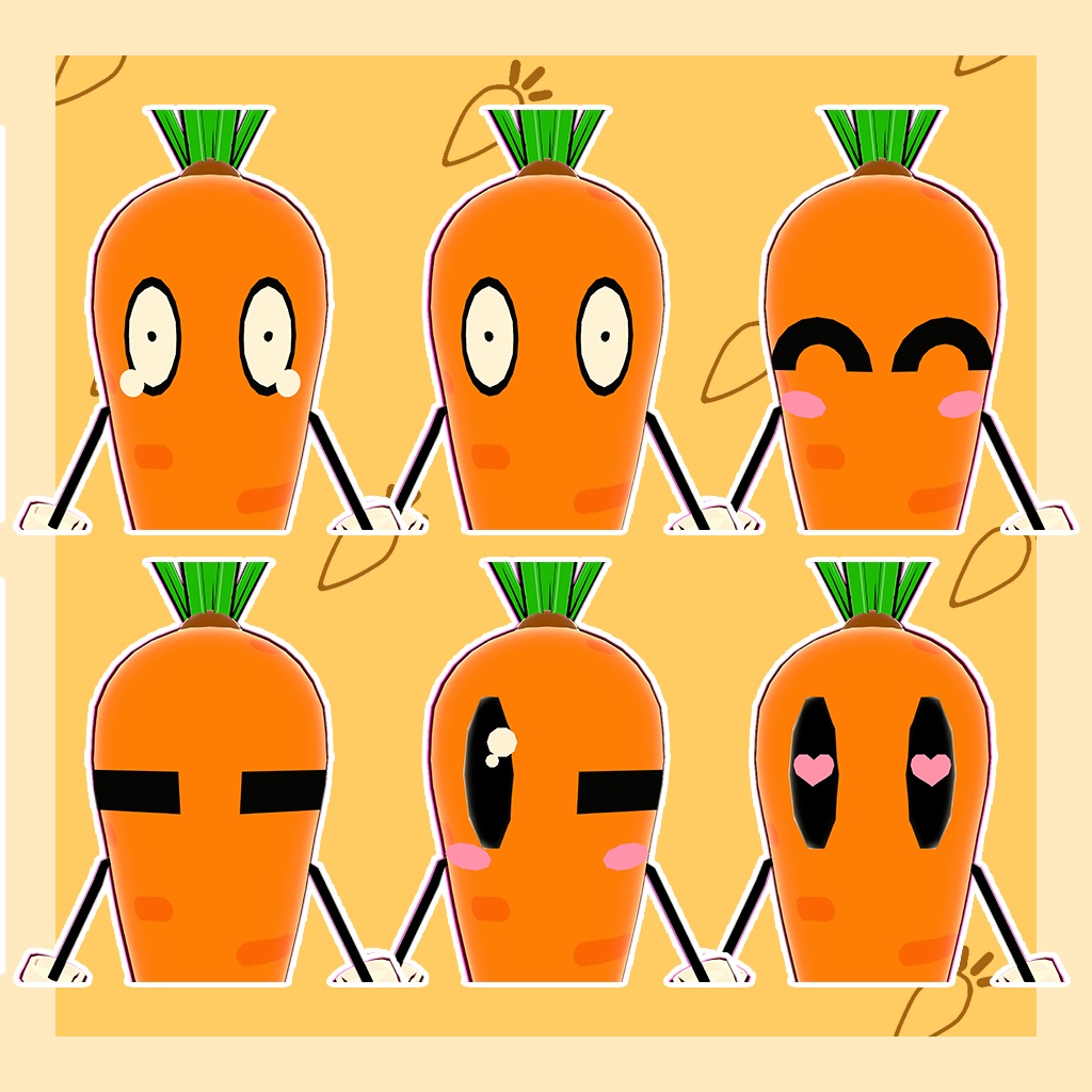 【オリジナル3Dモデル】にんじん族-マスコットVer