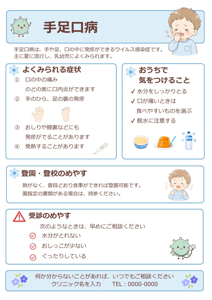 【小児科向け】手足口病説明資料|Canva編集版+PDF