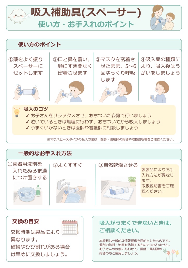 スペーサー・吸入補助具 選び方ガイド|Canva編集版+PDF