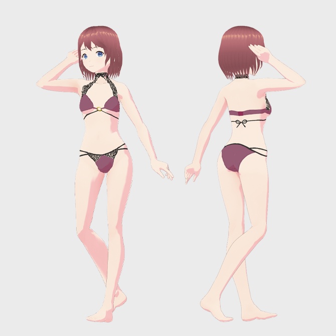 【VRoid用衣装】下着セット1、ピンク単品