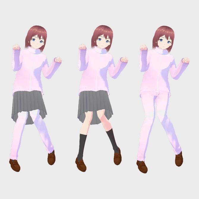 【VRoid用衣装】ピンクジャージ上下+スカートセット