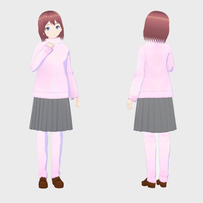 【VRoid用衣装】ピンクジャージ上下+スカートセット