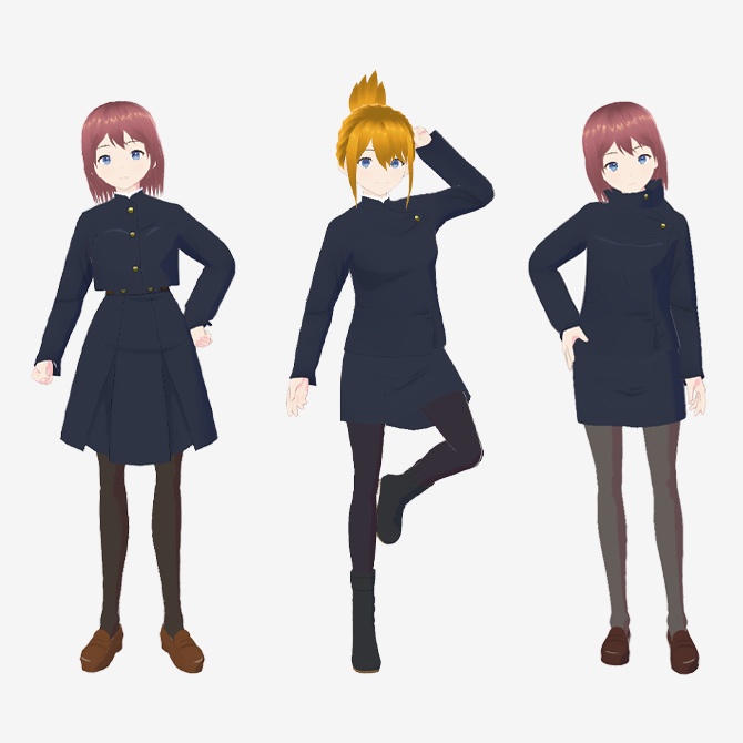 【VRoid用】少年漫画風学生服セットレディースタイプA