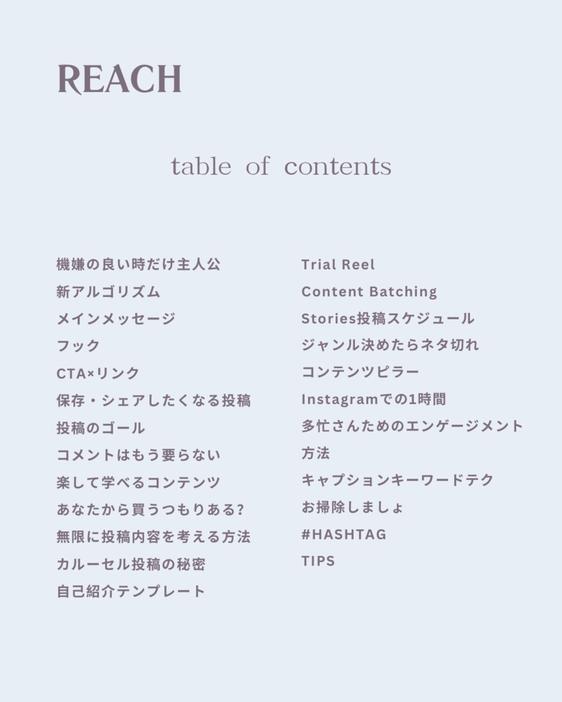 REACH|自分に合う発信方法が見つかるInstagram思考法ガイド【ボーナス特典つき】