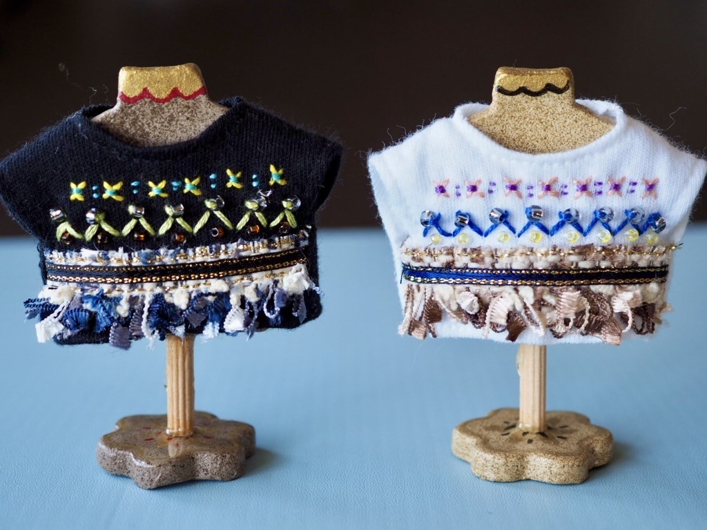 刺繍カットソー×ギンガムチェックストールset