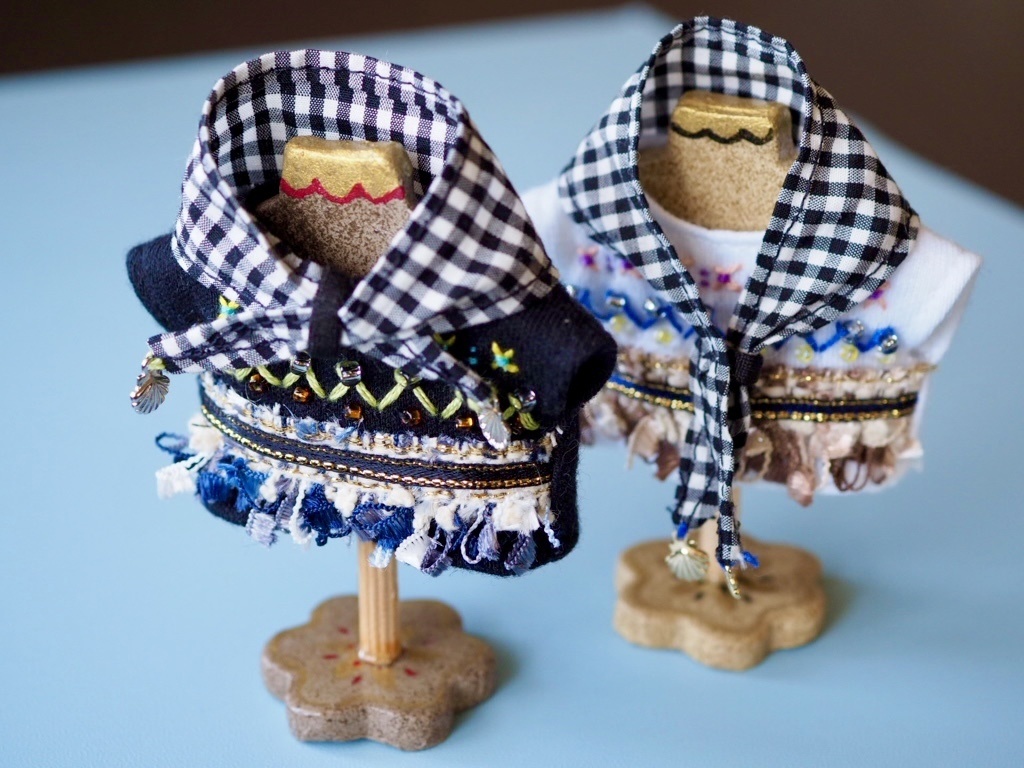 刺繍カットソー×ギンガムチェックストールset