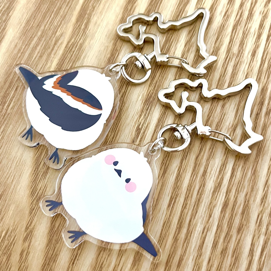 【北海道のどうぶつシリーズ】シマエナガ アクリルキーホルダー【きゅるんver.】