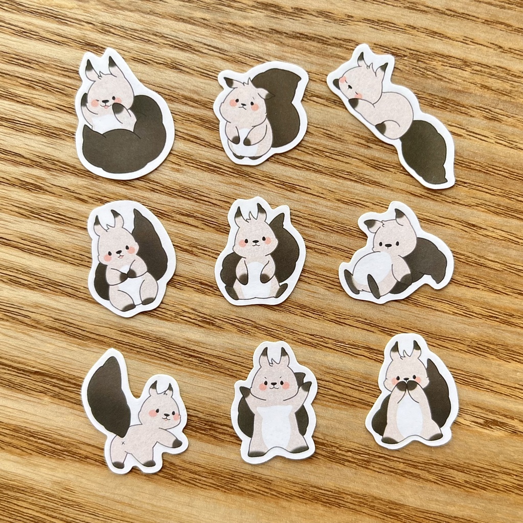 【北海道のどうぶつシリーズ】エゾリス フレークシール