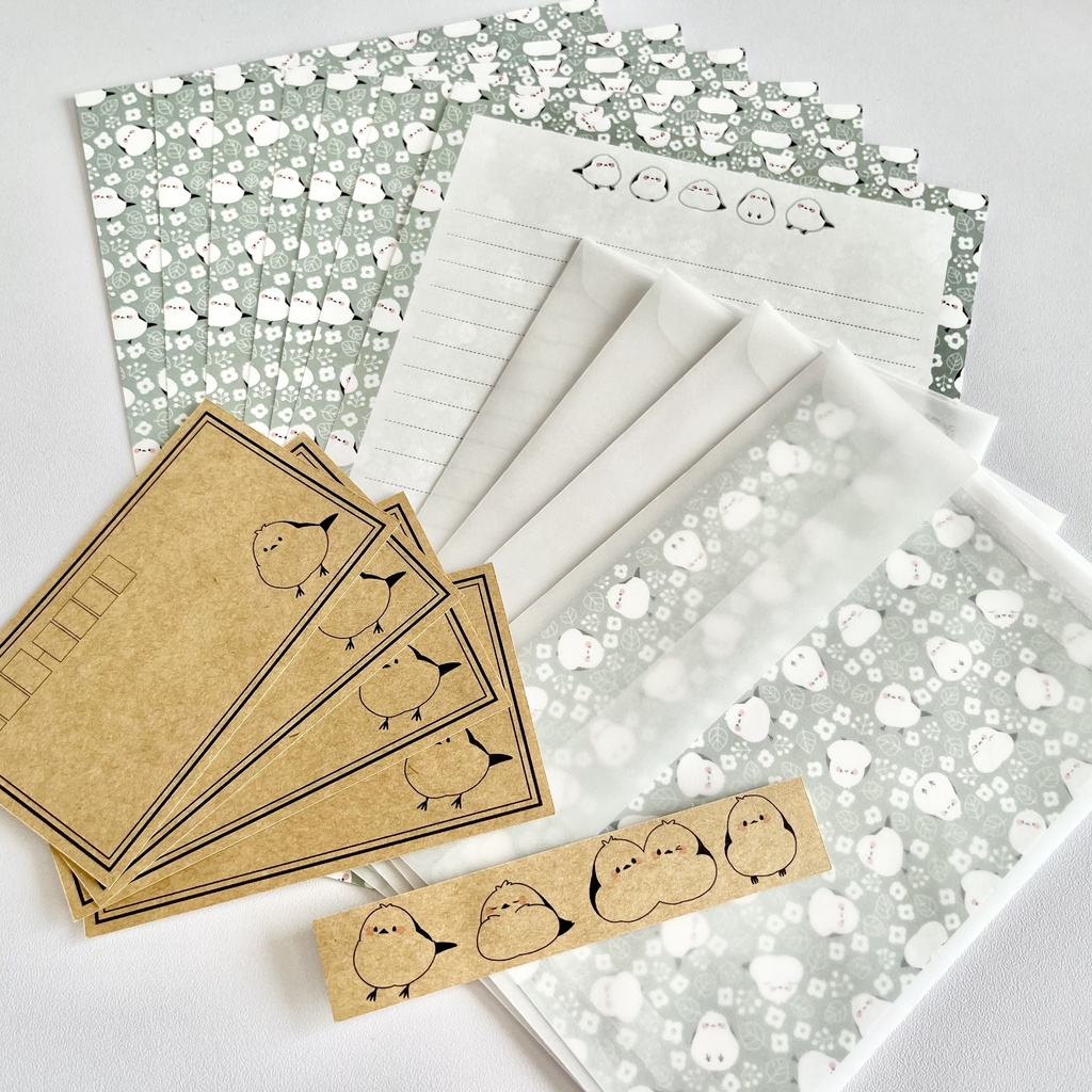 【北海道のどうぶつシリーズ】シマエナガと北欧の森【レターセット】