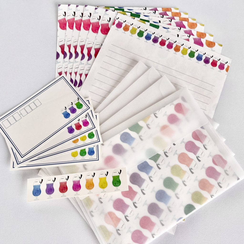 【北海道のどうぶつシリーズ】7色のシマエナガクリームソーダ【レターセット】