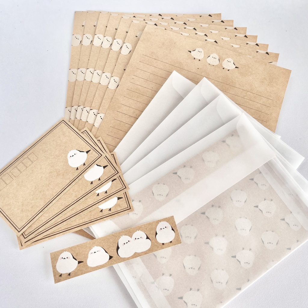 【北海道のどうぶつシリーズ】クラフト紙なシマエナガ【レターセット】