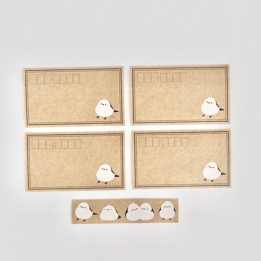 【北海道のどうぶつシリーズ】クラフト紙なシマエナガ【レターセット】