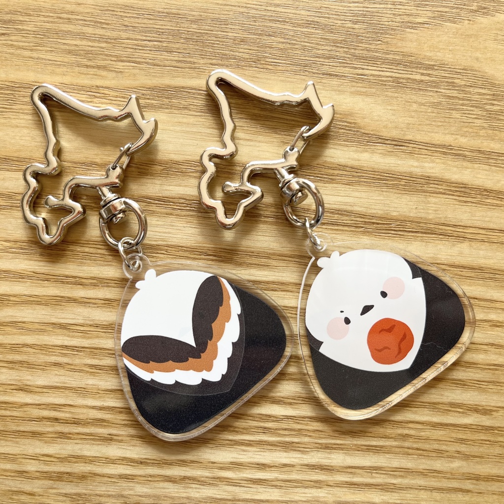  【北海道のどうぶつシリーズ】シマエナガ おにぎりアクリルキーホルダー【うめver.】