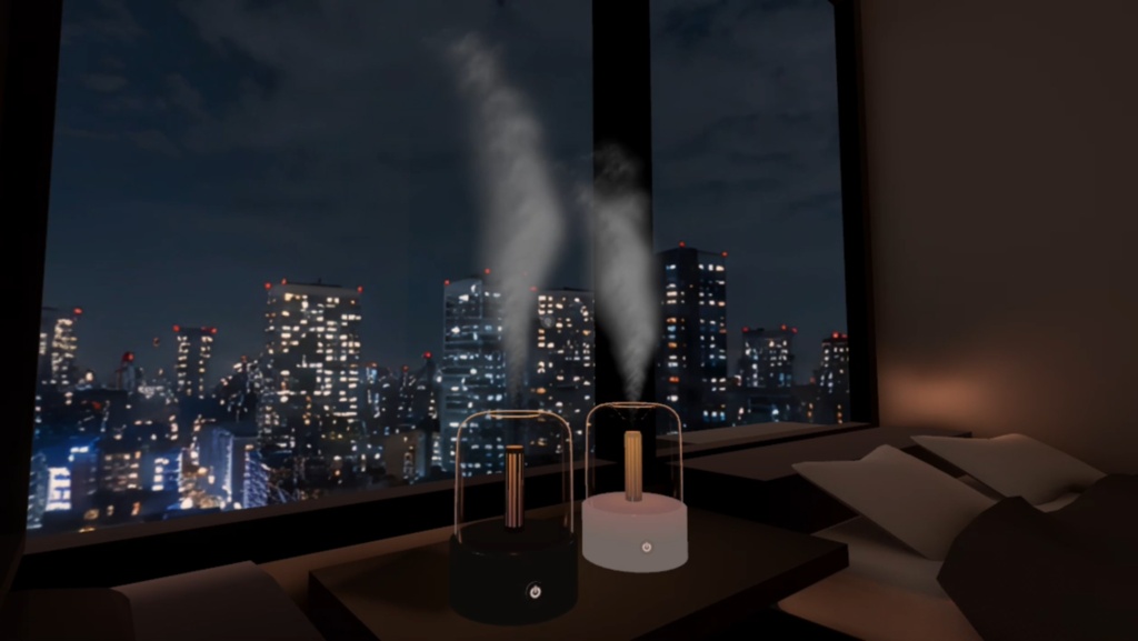 【VRChat / Unity】NIGHT MIST|卓上加湿器 - Black / White|発光・ミストギミック