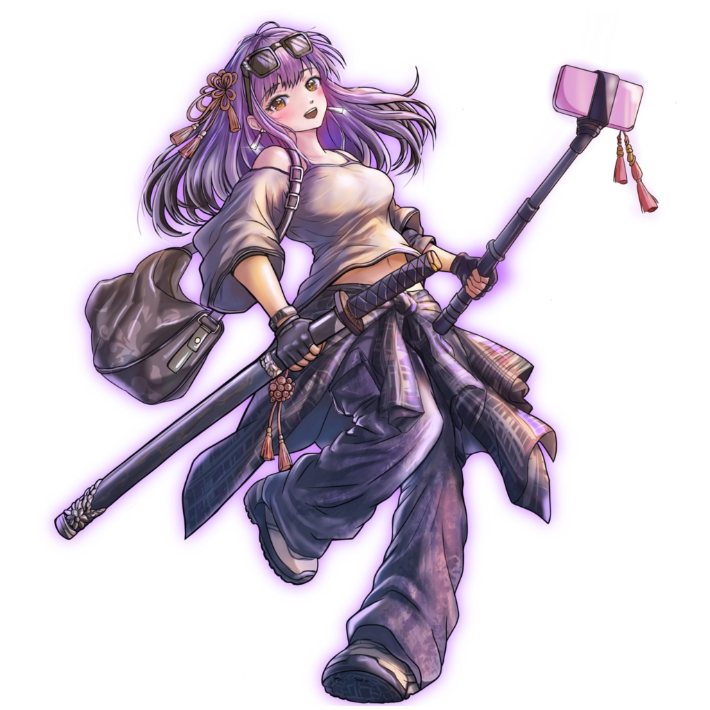 【立ち絵素材】現代退魔師×配信者|刀・自撮り棒|表情8種