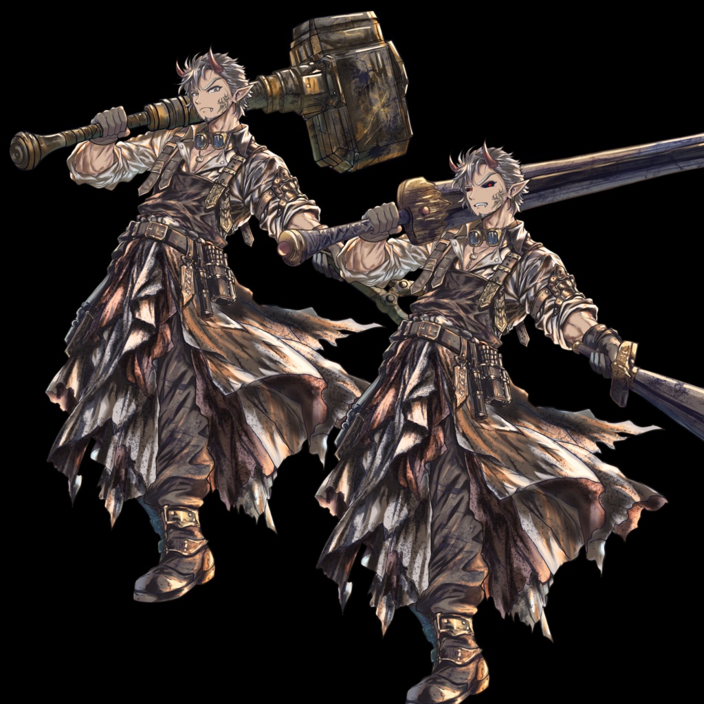 【立ち絵素材】鬼族の鍛冶職人|大槌・表情差分8種|Oni Blacksmith
