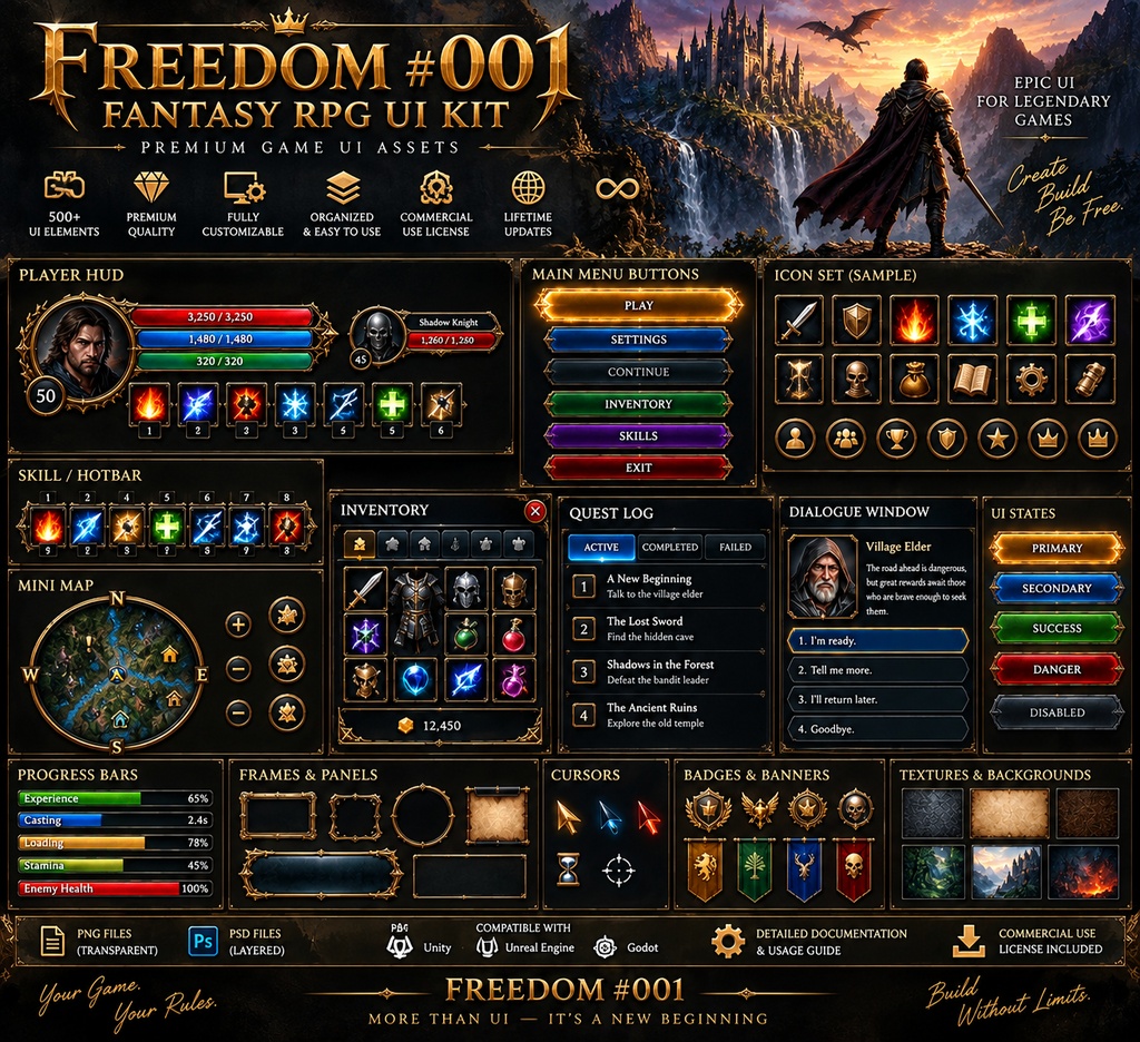 Fantasy RPG UI Starter Kit｜ファンタジーRPG UI素材集