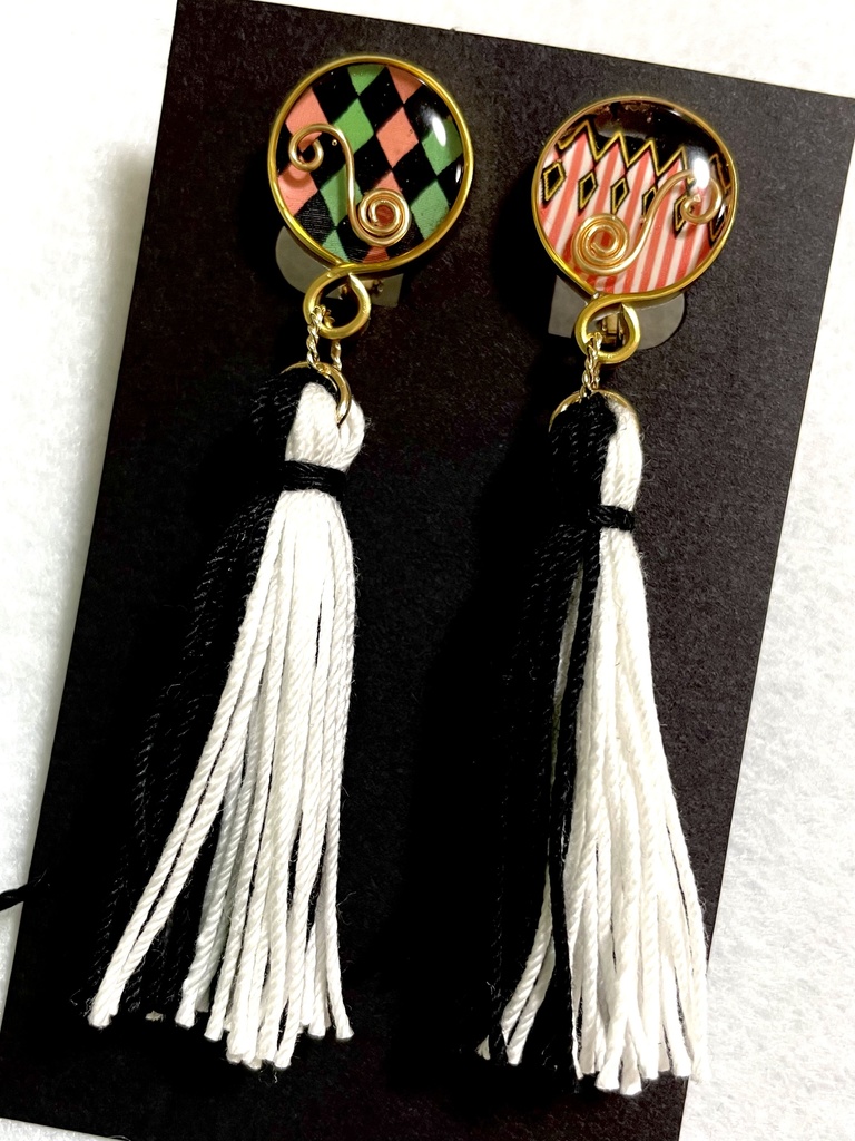 蘆屋道満イメージピアス/イヤリング レジン&タッセル