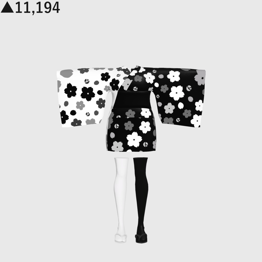 ソルシエル素体想定衣装「和服_白羽黑羽」