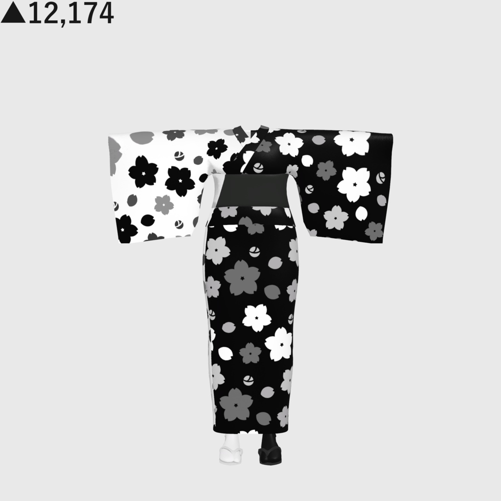 ソルシエル素体想定衣装「和服_白羽黑羽」