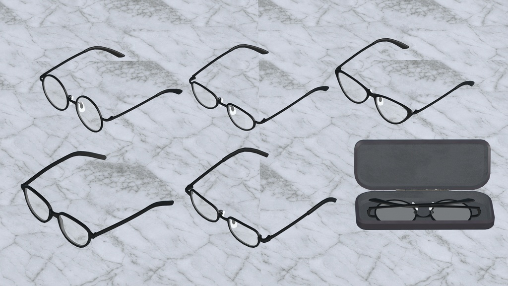 眼鏡五枚+収納箱