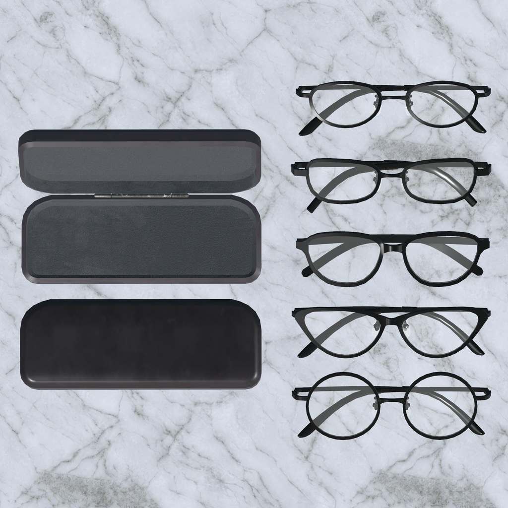 眼鏡五枚+収納箱