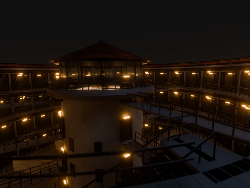 円形監獄パノプティコン|Blender・FBX・2Kテクスチャ付き