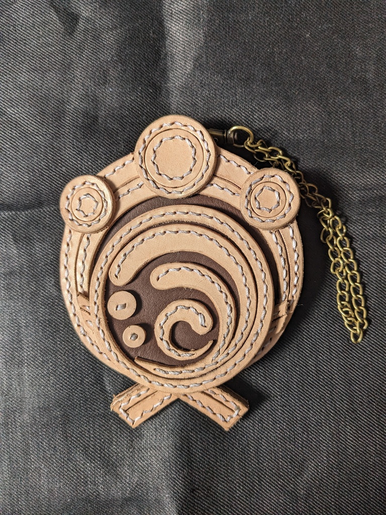 ★原神★ 神の目 本革チャーム(稲妻スタイル/水元素)