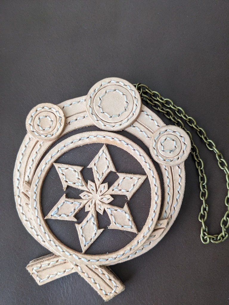 ★原神★ 神の目 本革チャーム (稲妻スタイル/氷元素)