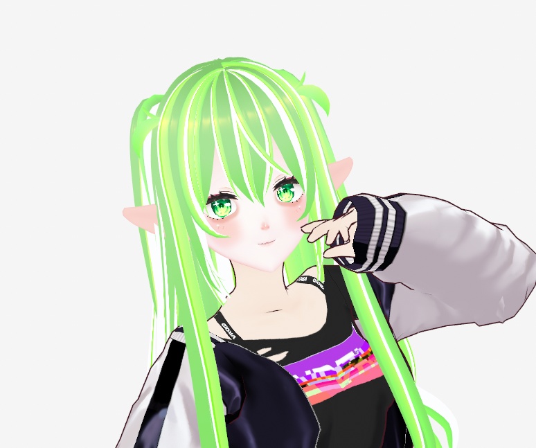 Vroid Neon green hair texture // ネオングリーンの髪の質感。