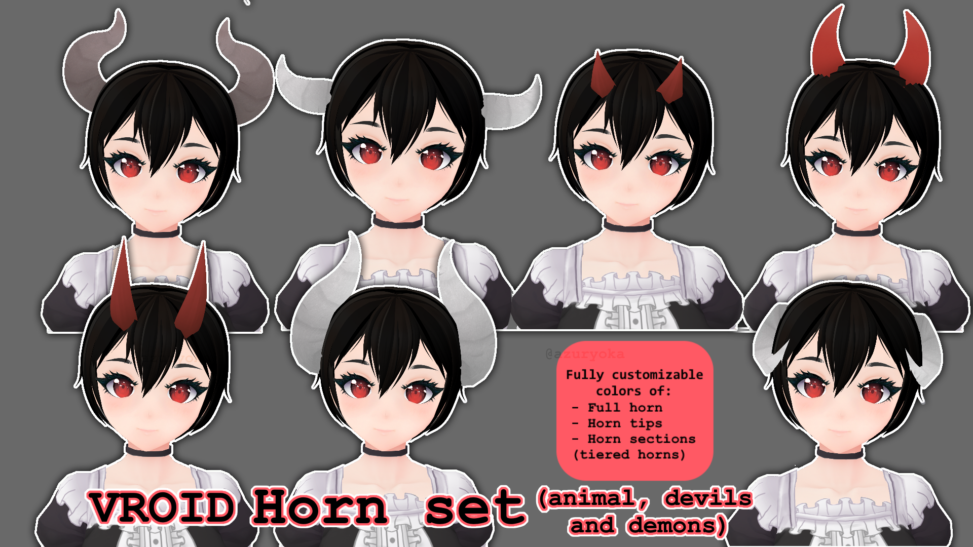【Vroid】Horns for animal, demon, devils / 動物、悪魔、悪魔の角 azuryoka BOOTH