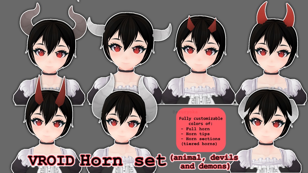 【Vroid】Horns for animal, demon, devils / 動物、悪魔、悪魔の角