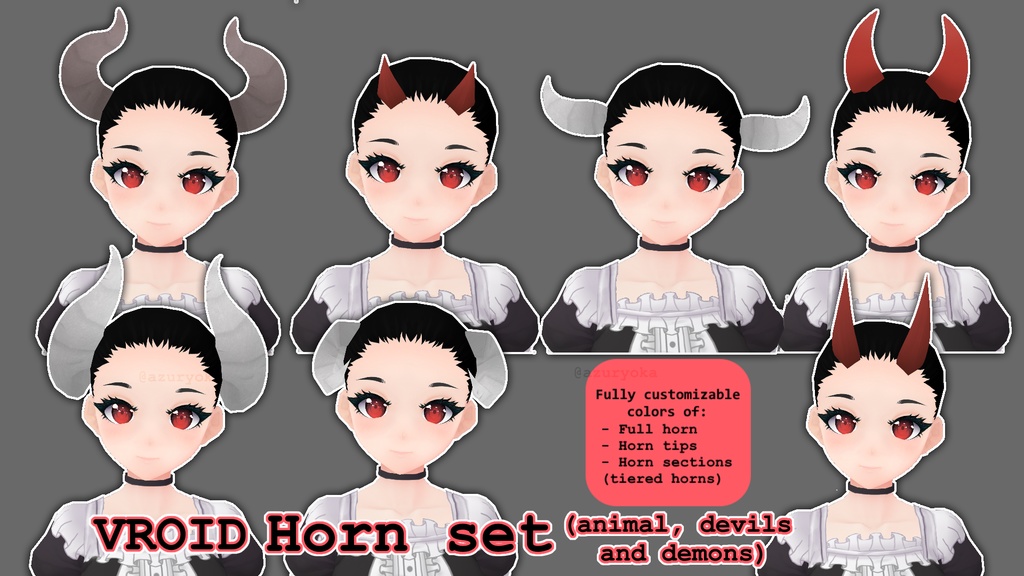 Vroid】Horns for animal, demon, devils / 動物、悪魔、悪魔の角 - azuryoka - BOOTH