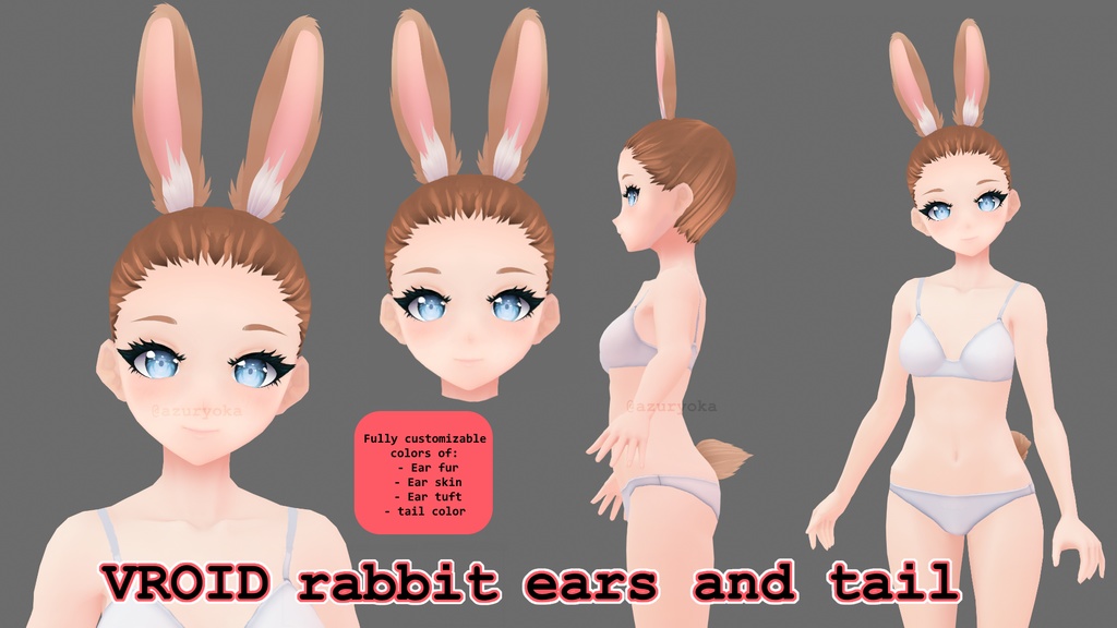 【Vroid】Rabbit / bunny ears and tail |  うさぎ/うさぎの耳としっぽ