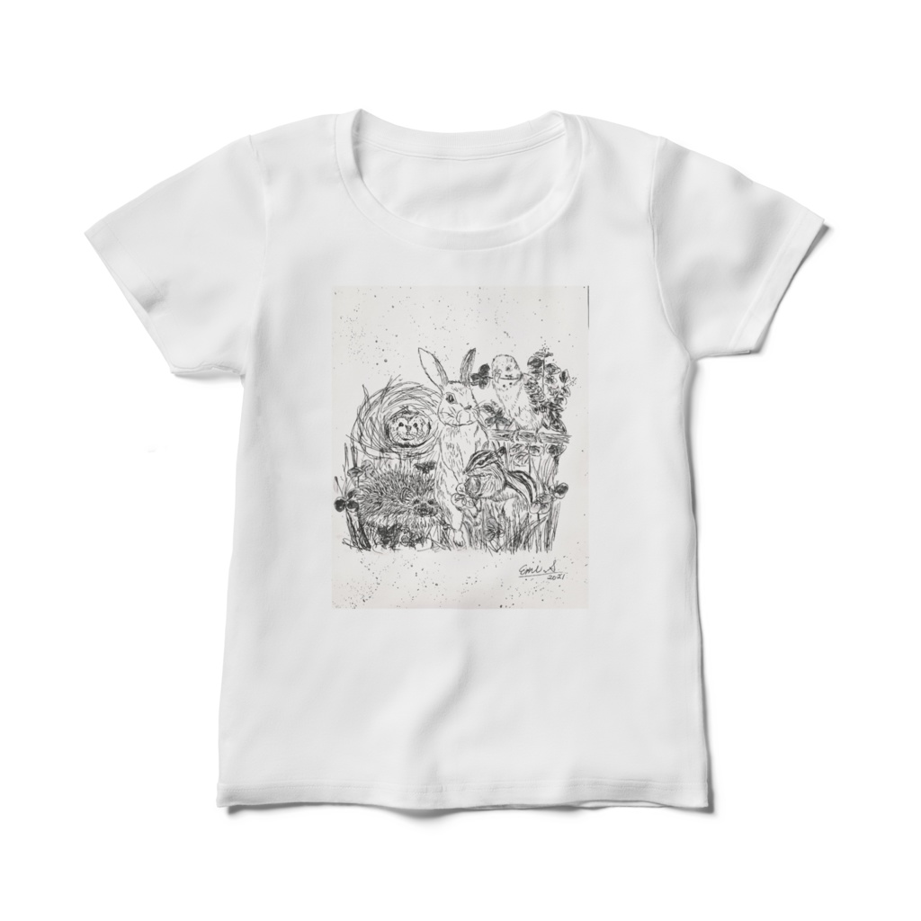 小さな動物達　レディースTシャツ
