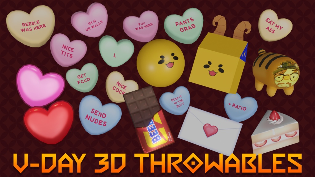 Valentines Day 3D Throwables