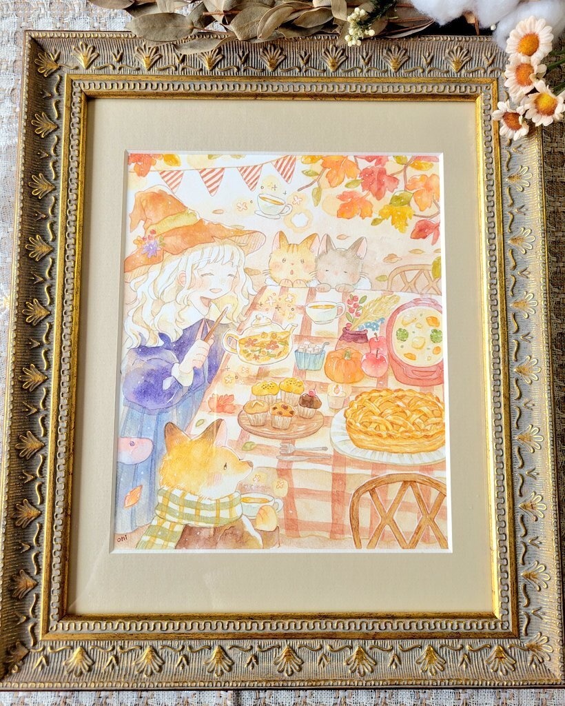 額装作品『秋のピクニック』
