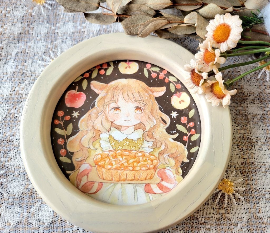 額装作品『焼きたてアップルパイをどうぞ』