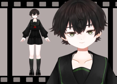 【汎用モデル】少年型モデル01-黒セーラー風(男女兼用)【VTS対応】