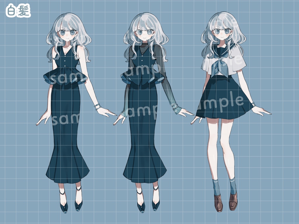 立ち絵素材 黒髪ちゃんと白髪ちゃん