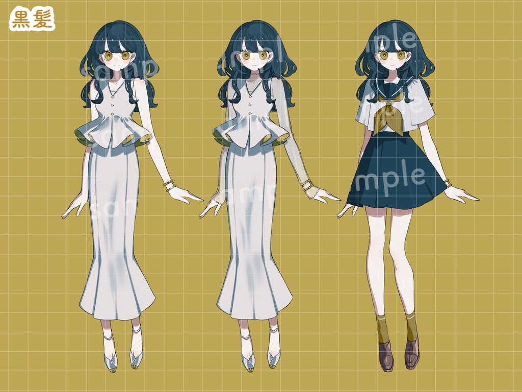 立ち絵素材 黒髪ちゃんと白髪ちゃん