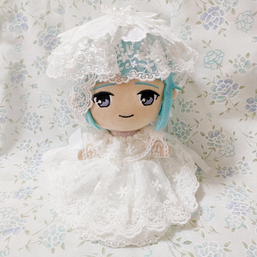 ハンドメイド あんスタ ぬい服 ワンピース ドレス 純白 花柄 白 レース