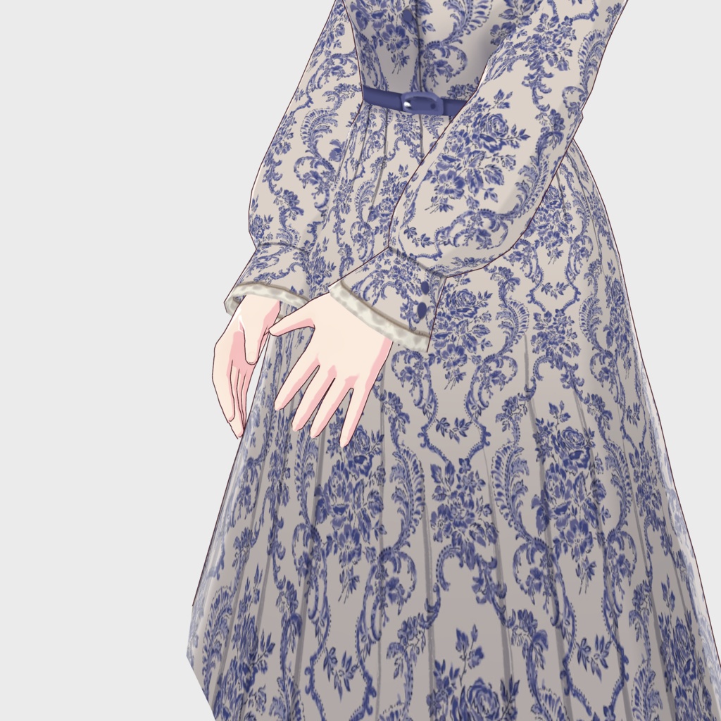 【VRoid正式版】ウォールペーパーダマスク柄ワンピース コーデ2色3点セット(ワンピース/カーディガン/パンプス)/an another angelus