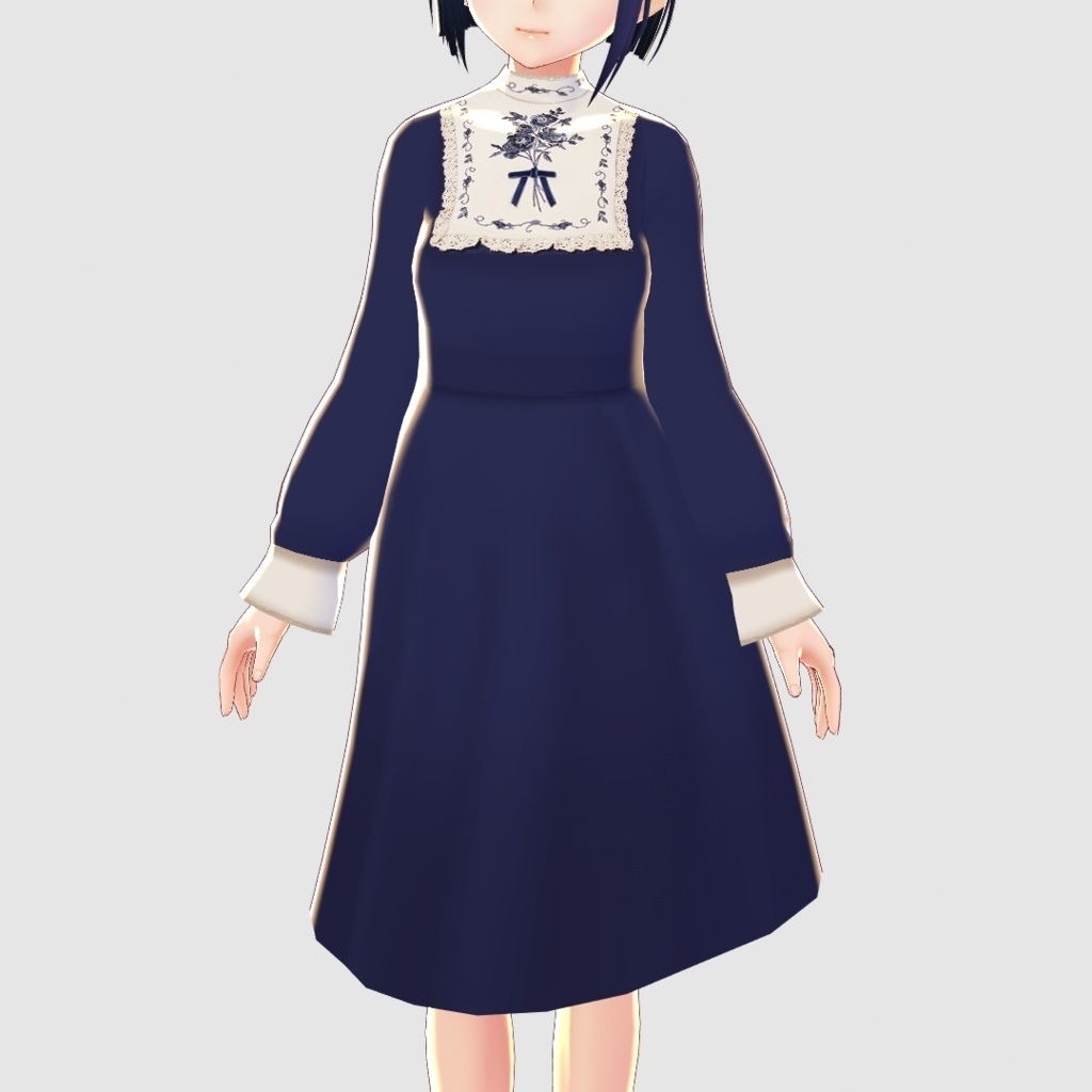 【VRoid】絵画風ヨーク刺繍ワンピース2色セット /F i.n.t