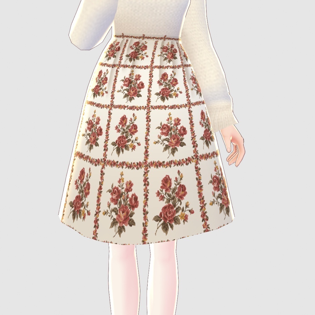 【VRoid】ローズパネル柄スカートコーデ2色セット