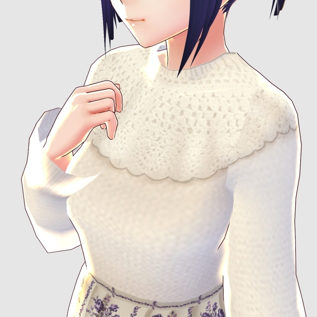 【VRoid】ローズパネル柄スカートコーデ2色セット