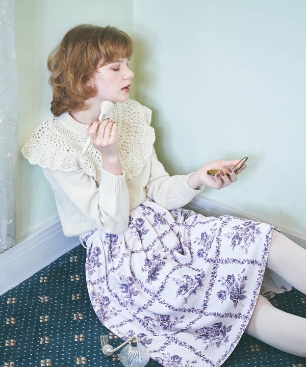 【VRoid】ローズパネル柄スカートコーデ2色セット